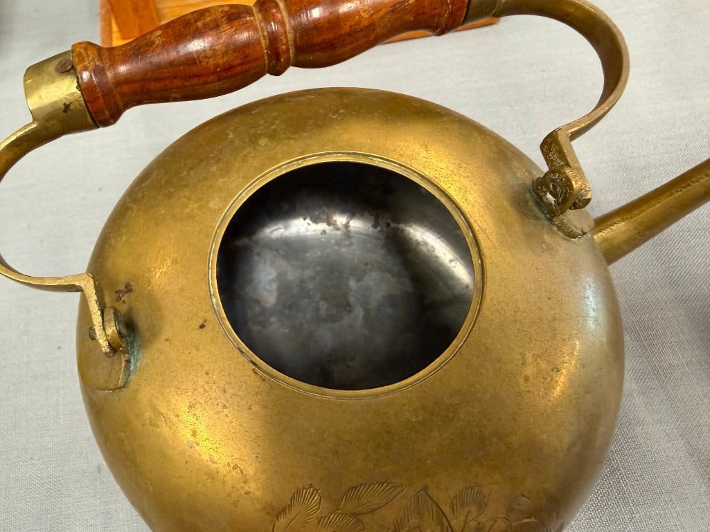 VINTAGE HAND CHASED BRASS TEAPOT MADE IN INDIA - 6