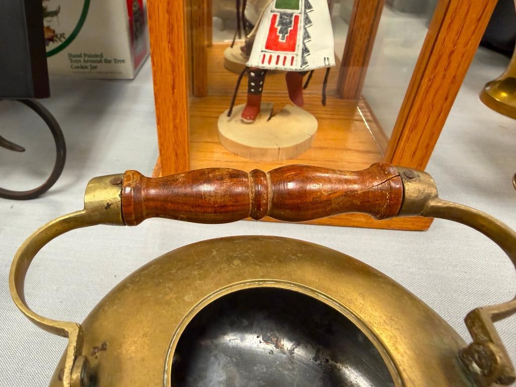VINTAGE HAND CHASED BRASS TEAPOT MADE IN INDIA - 7