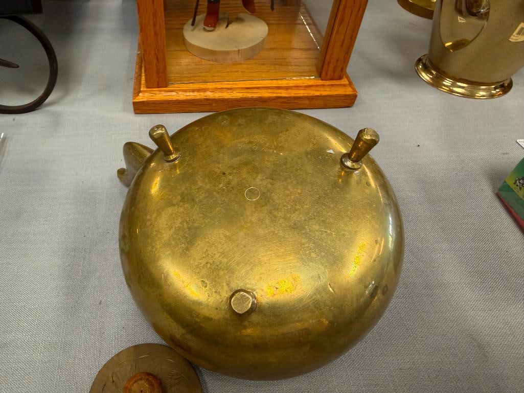 VINTAGE HAND CHASED BRASS TEAPOT MADE IN INDIA - 8