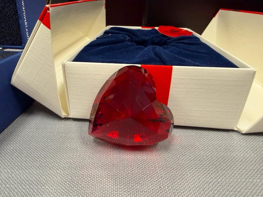 SWAROVSKI CRYSTAL TRIO OF HEARTS IN RUBY RED, COBALT BLUE AND CLEAR CRYSTAL - 11