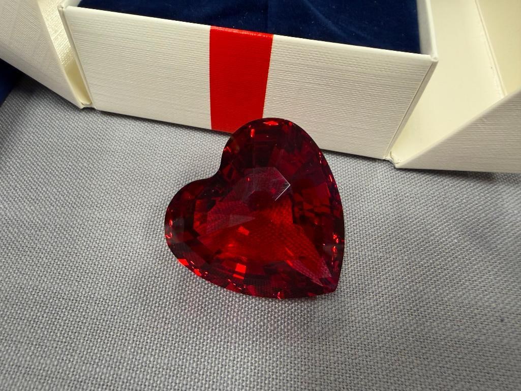 SWAROVSKI CRYSTAL TRIO OF HEARTS IN RUBY RED, COBALT BLUE AND CLEAR CRYSTAL - 12