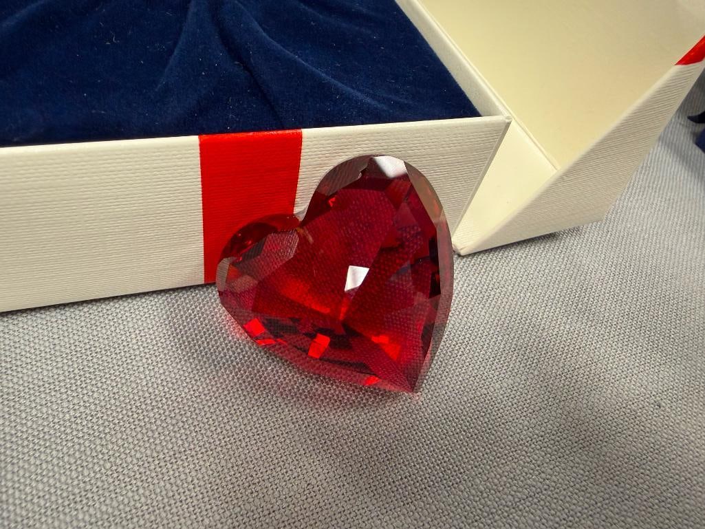 SWAROVSKI CRYSTAL TRIO OF HEARTS IN RUBY RED, COBALT BLUE AND CLEAR CRYSTAL - 13