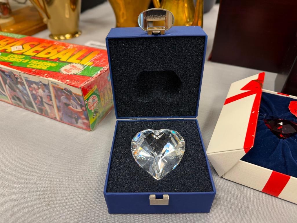 SWAROVSKI CRYSTAL TRIO OF HEARTS IN RUBY RED, COBALT BLUE AND CLEAR CRYSTAL - 14