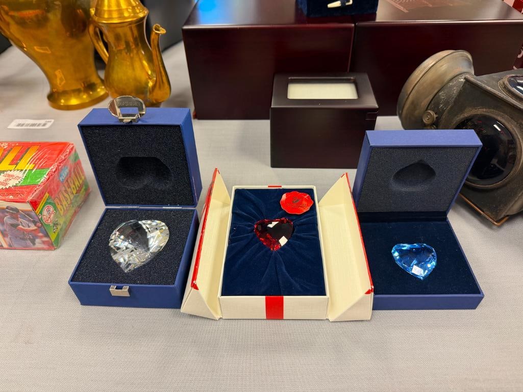 SWAROVSKI CRYSTAL TRIO OF HEARTS IN RUBY RED, COBALT BLUE AND CLEAR CRYSTAL - 2