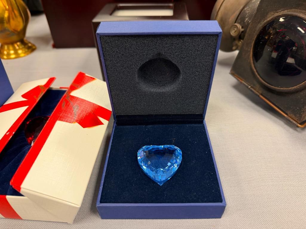 SWAROVSKI CRYSTAL TRIO OF HEARTS IN RUBY RED, COBALT BLUE AND CLEAR CRYSTAL - 3