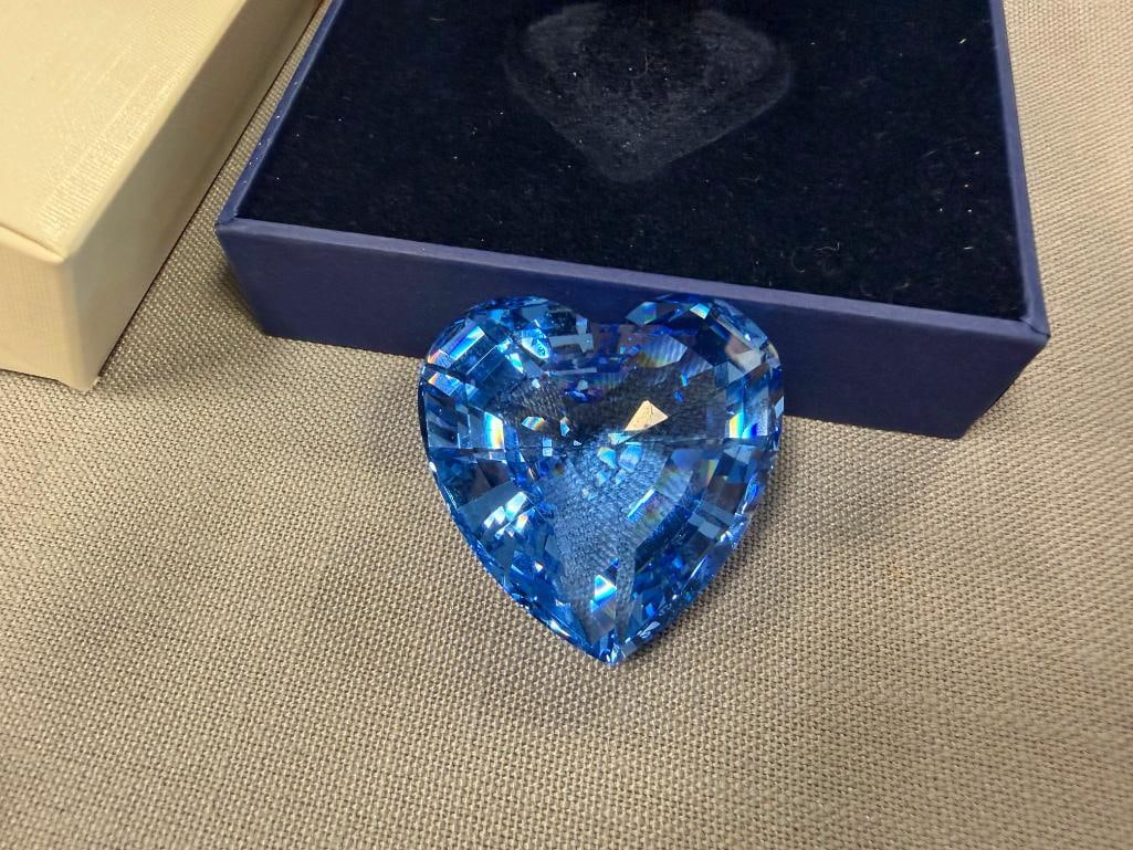 SWAROVSKI CRYSTAL TRIO OF HEARTS IN RUBY RED, COBALT BLUE AND CLEAR CRYSTAL - 4