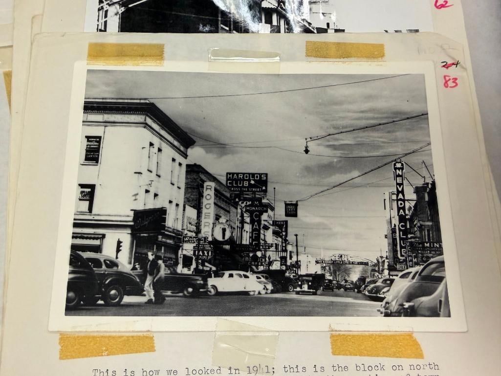 BLACK AND WHITE PHOTOGRAPHS AND NEGATIVES RELATING TO RENO, NV CASINOS, FIGURES, HORSE RACING, ETC. - 10