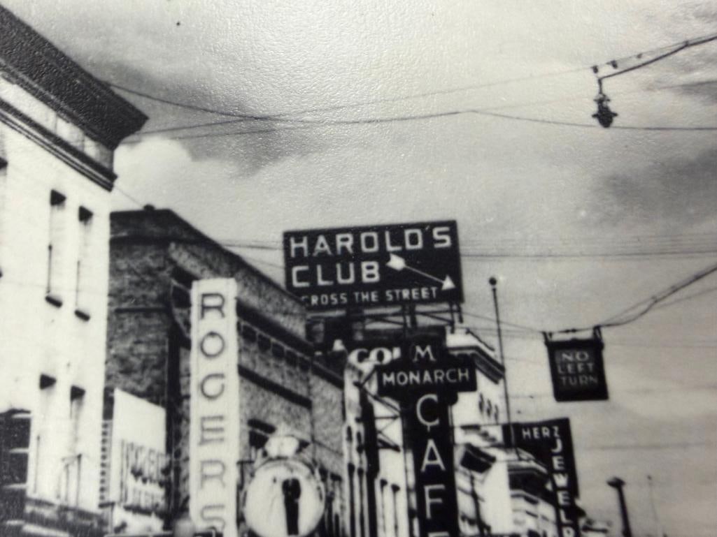 BLACK AND WHITE PHOTOGRAPHS AND NEGATIVES RELATING TO RENO, NV CASINOS, FIGURES, HORSE RACING, ETC. - 11