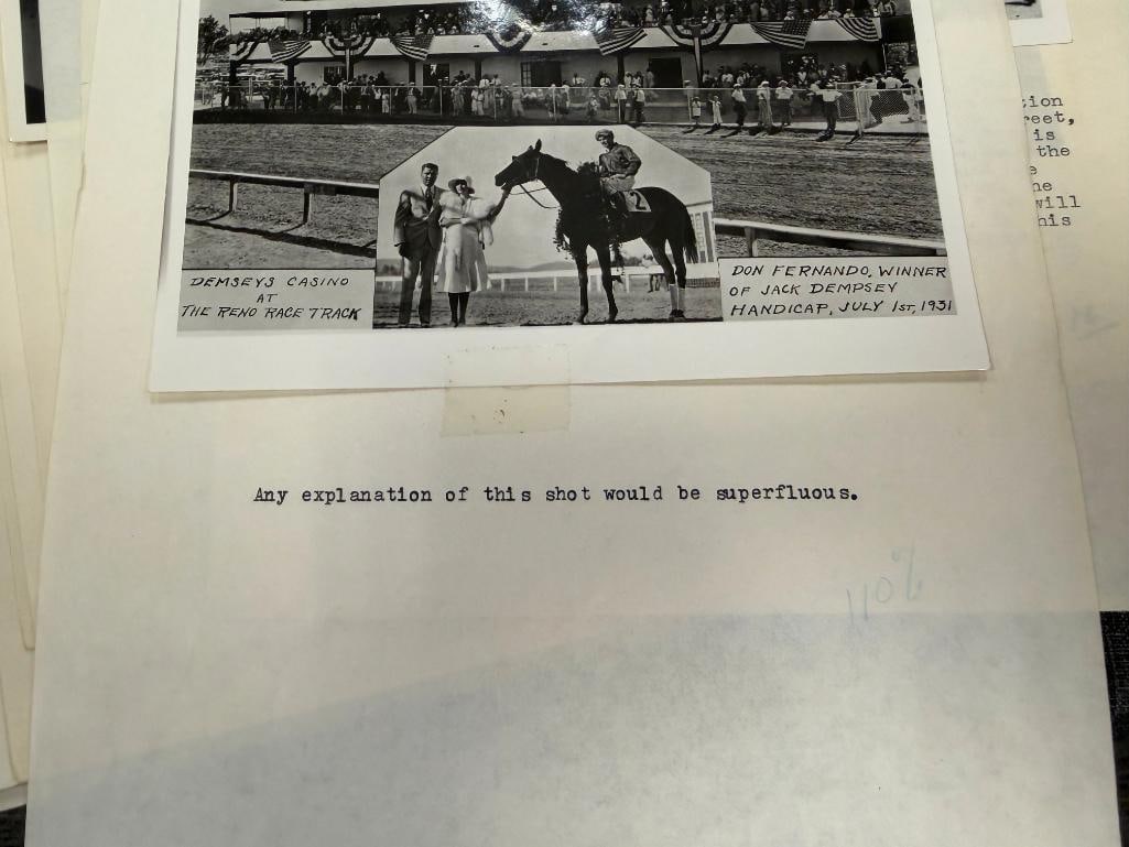 BLACK AND WHITE PHOTOGRAPHS AND NEGATIVES RELATING TO RENO, NV CASINOS, FIGURES, HORSE RACING, ETC. - 6