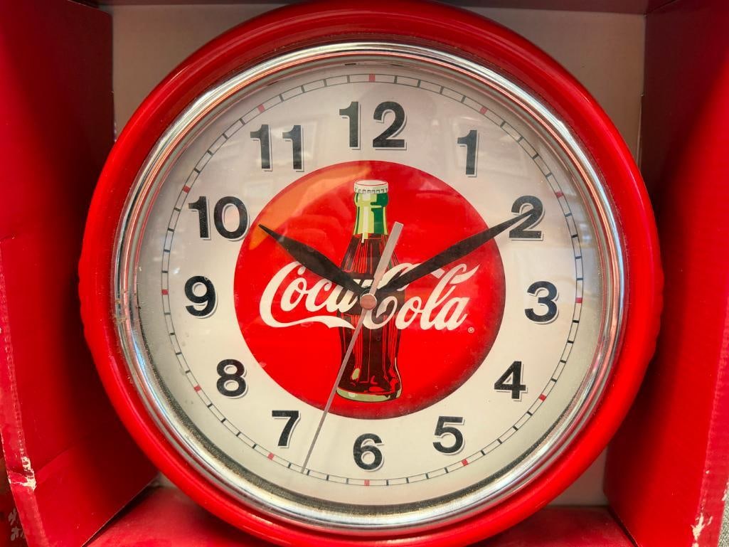 COCA-COLA COLLECTIBLES DINNERWARE SET, WALL CLOCK, COOKIE JAR, TIN CONTAINERS - 10