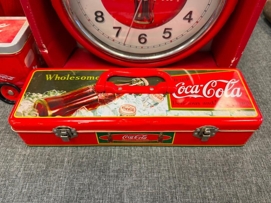 COCA-COLA COLLECTIBLES DINNERWARE SET, WALL CLOCK, COOKIE JAR, TIN CONTAINERS - 3