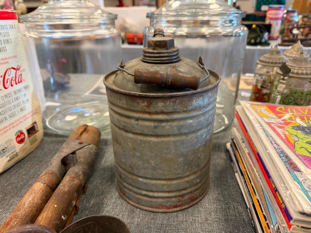 20TH CENTURY FARMING TOOLS HAY HOOKS, DEHORNING CLIPPERS, SHEARS, AND OIL CAN - 18