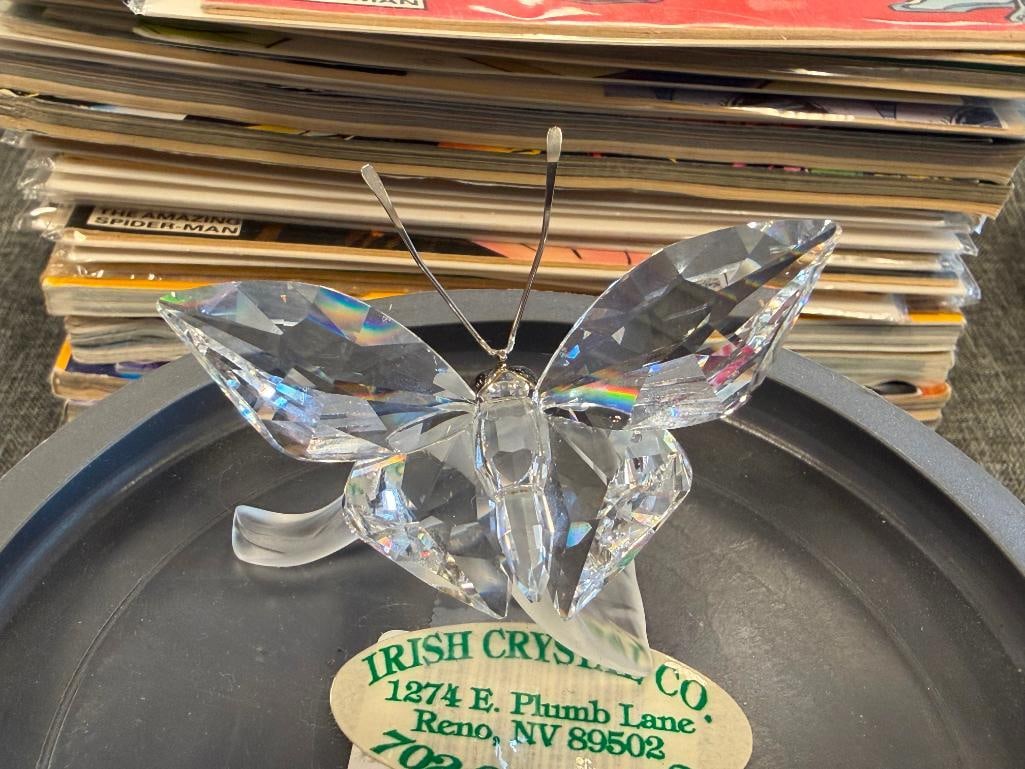 SWAROVSKI CRYSTAL FIGURINE BUTTERFLY ON LEAF IN THE SECRET GARDEN COLLECTION INTRODUCED IN 1994 - 11
