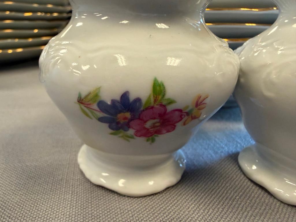 WAWEL POLAND CHINA FLORAL DECORATED 35 TOTAL - 10