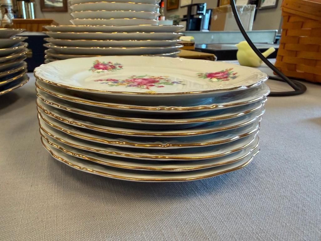 WAWEL POLAND CHINA FLORAL DECORATED 35 TOTAL - 18