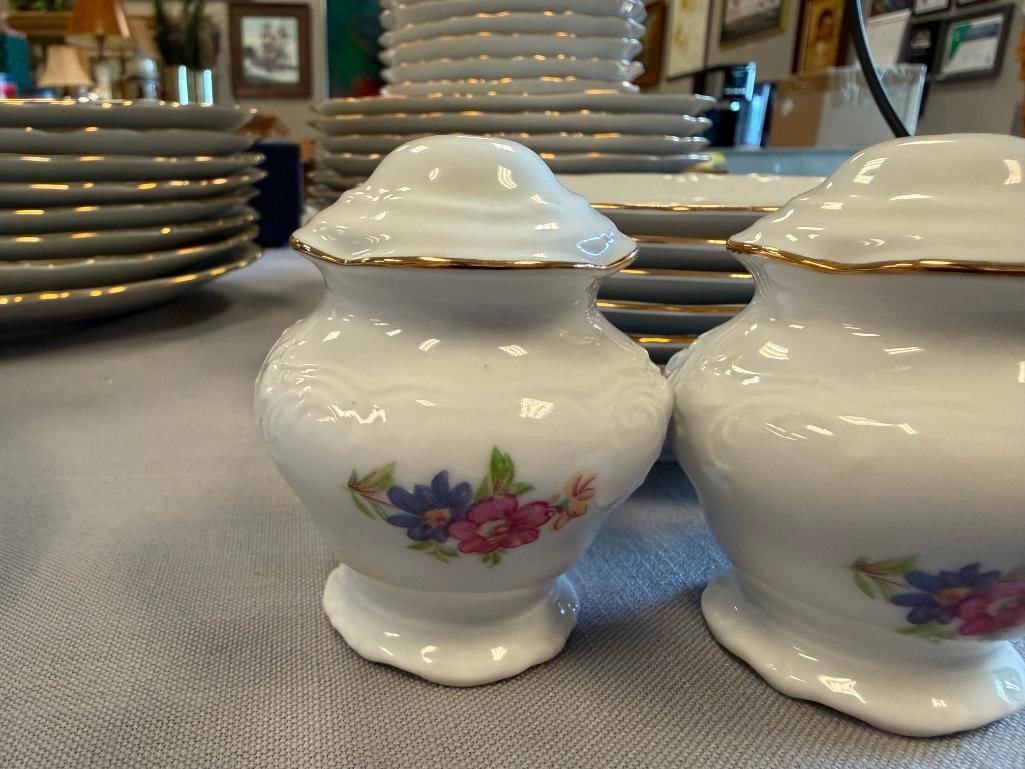 WAWEL POLAND CHINA FLORAL DECORATED 35 TOTAL - 9