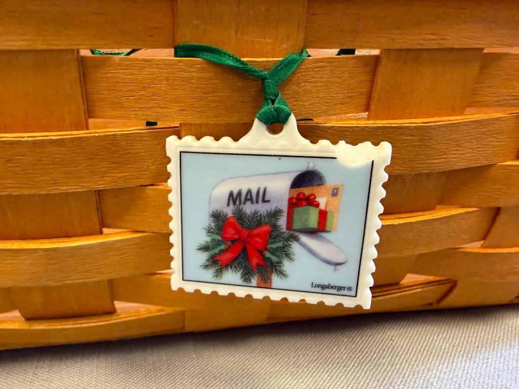 LONGABERGER HAND WOVEN MAPLE BELL WITH METAL STAND, HANGING BASKET AND RECTANGULAR BASKET - 13