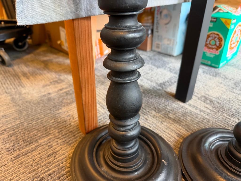 PAIR OF BLACK FINISHED FLOOR PRICKET CANDLE HOLDERS CLASSIC TURNED DESIGN - 5