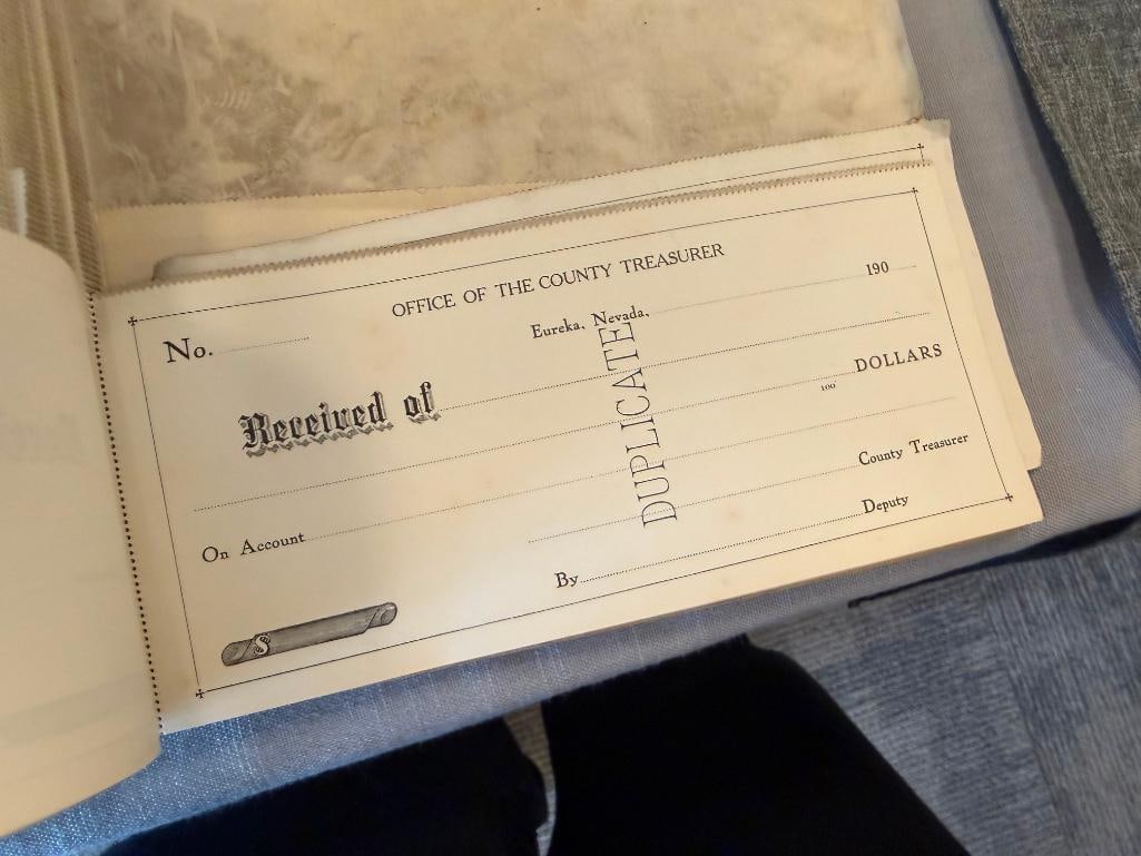 EARLY 1900'S OFFICE OF THE COUNTY TREASURER RECIEPT BOOK FROM EUREKA, NV - 10