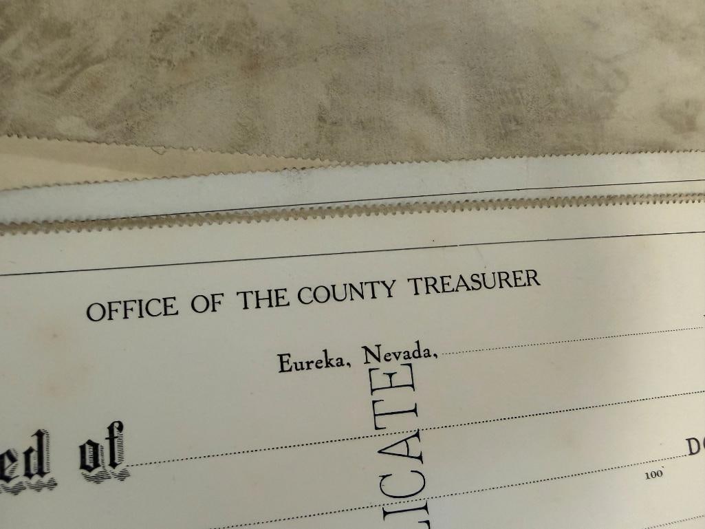 EARLY 1900'S OFFICE OF THE COUNTY TREASURER RECIEPT BOOK FROM EUREKA, NV - 11