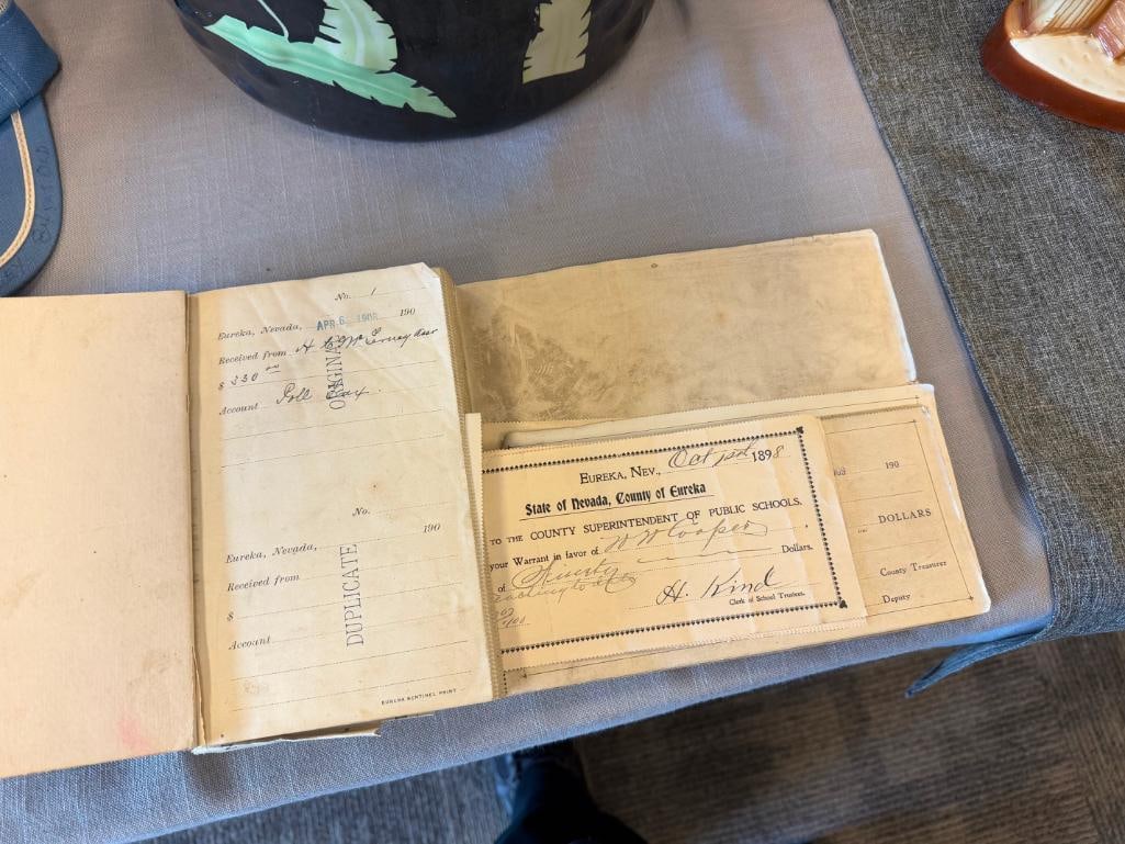 EARLY 1900'S OFFICE OF THE COUNTY TREASURER RECIEPT BOOK FROM EUREKA, NV - 3