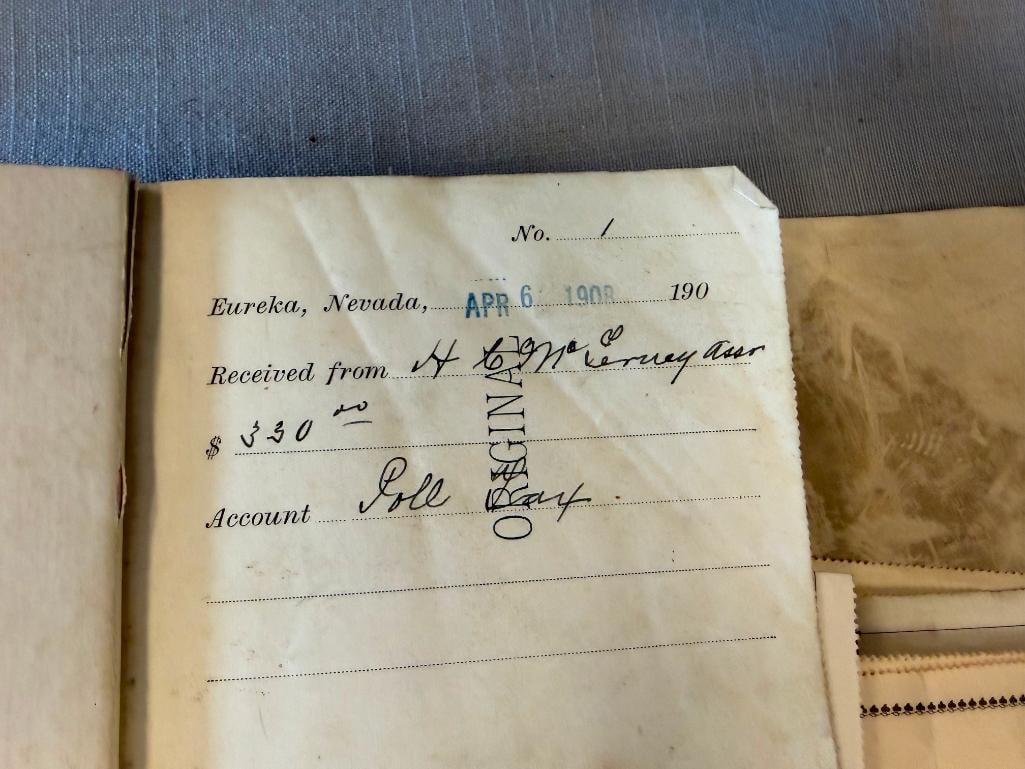 EARLY 1900'S OFFICE OF THE COUNTY TREASURER RECIEPT BOOK FROM EUREKA, NV - 5