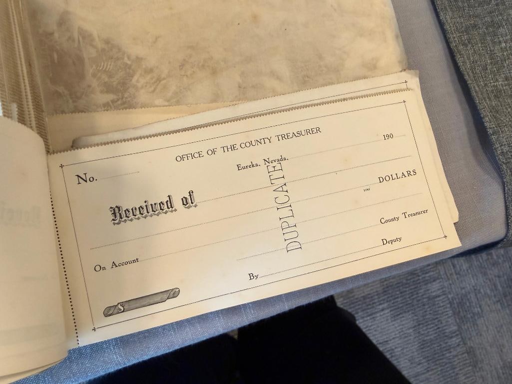 EARLY 1900'S OFFICE OF THE COUNTY TREASURER RECIEPT BOOK FROM EUREKA, NV - 9