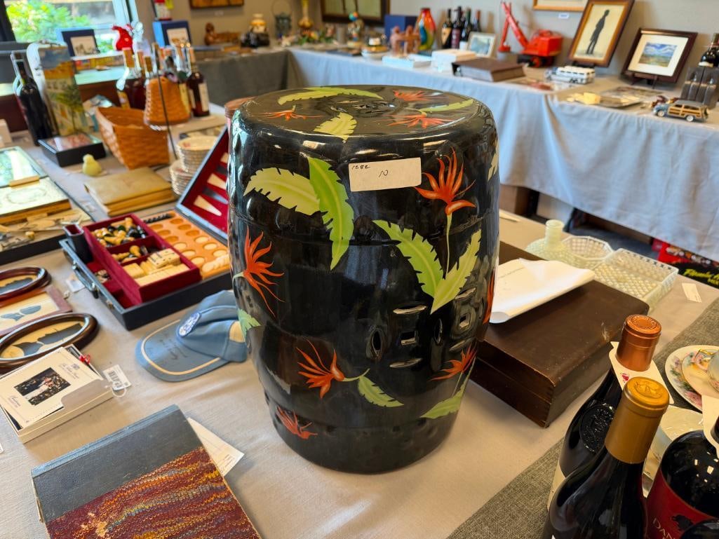 TRANSFER DECORATED CERAMIC CHINESE GARDEN STOOL WITH PIERCED DESIGN - 10