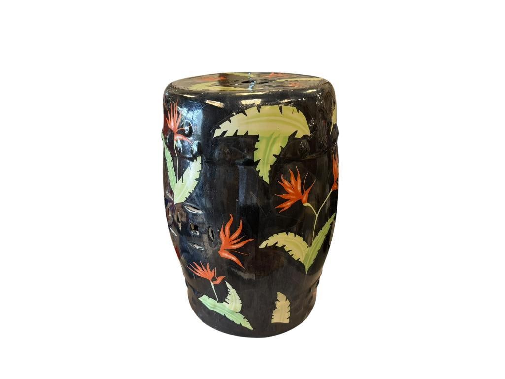 TRANSFER DECORATED CERAMIC CHINESE GARDEN STOOL WITH PIERCED DESIGN (1 of 10)