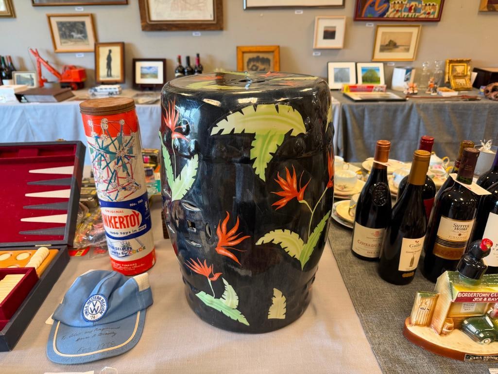 TRANSFER DECORATED CERAMIC CHINESE GARDEN STOOL WITH PIERCED DESIGN - 2