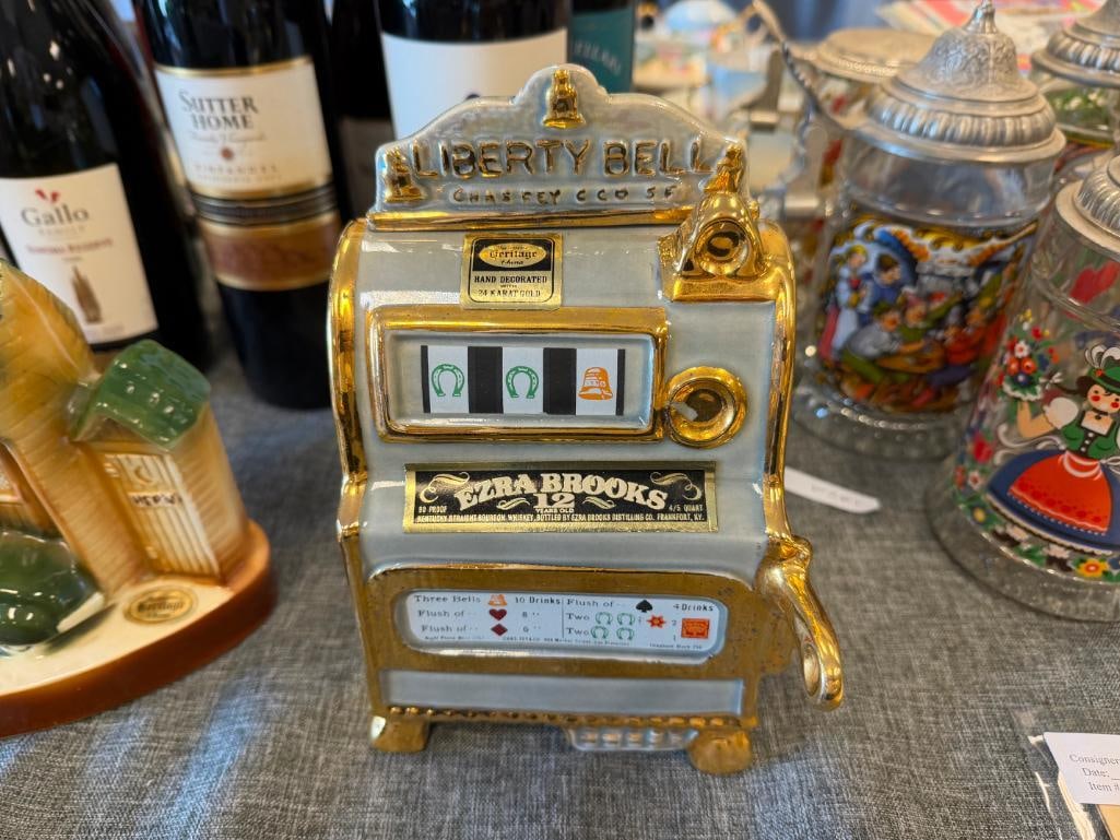 HERITAGE CHINA EZRA BROOKS LIBERTY BELLE AND BORDERTOWN JOE & RAY PROPS COLLECTIBLE DECANTERS - 12