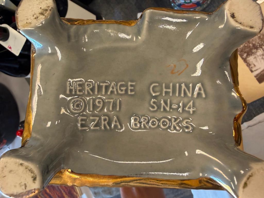 HERITAGE CHINA EZRA BROOKS LIBERTY BELLE AND BORDERTOWN JOE & RAY PROPS COLLECTIBLE DECANTERS - 18