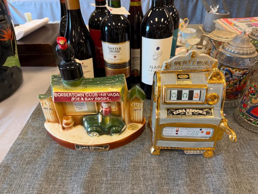 HERITAGE CHINA EZRA BROOKS LIBERTY BELLE AND BORDERTOWN JOE & RAY PROPS COLLECTIBLE DECANTERS - 2