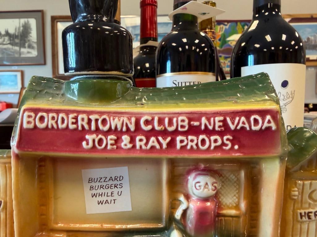 HERITAGE CHINA EZRA BROOKS LIBERTY BELLE AND BORDERTOWN JOE & RAY PROPS COLLECTIBLE DECANTERS - 5
