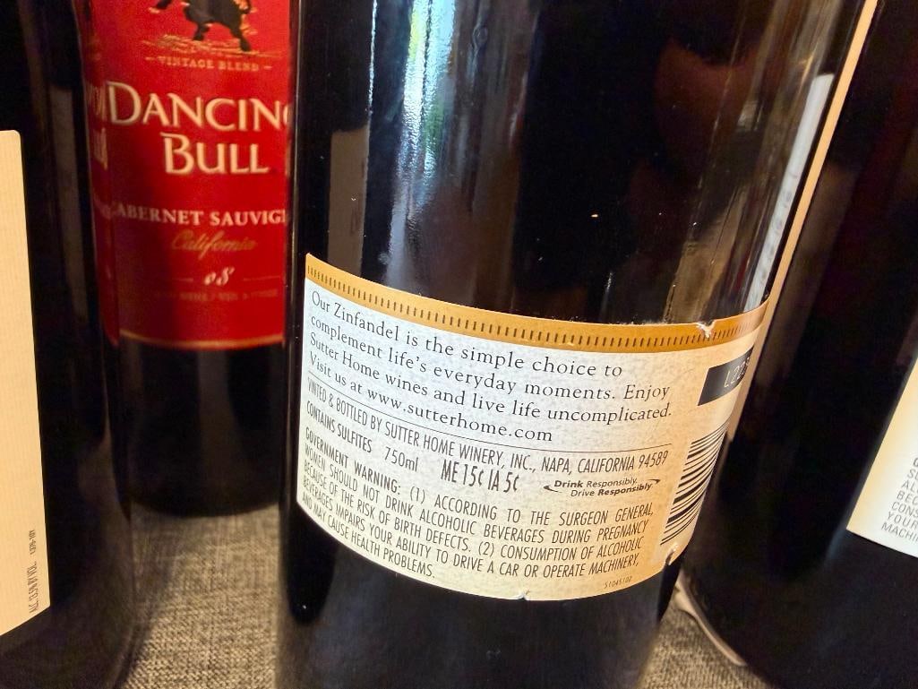 SEVEN SEALED BOTTLES OF WINE ZINFANDEL, CABARNET, PINOT, MERLOT, GALLO, SUTTER HOME, NAPA CELLARS - 7