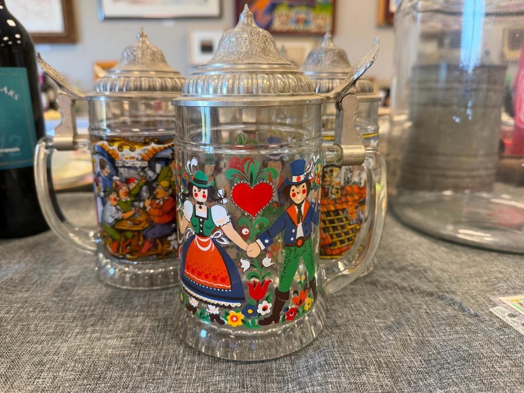 BMF / BAYERISCHEN METALLWARENFABRIK VINTAGE WEST GERMAN GLASS BEER SEINS - 3