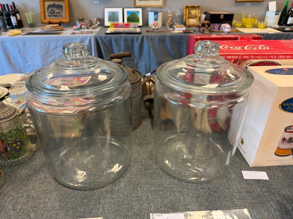 TWO LARGE GLASS JARS WITH LIDS - 2