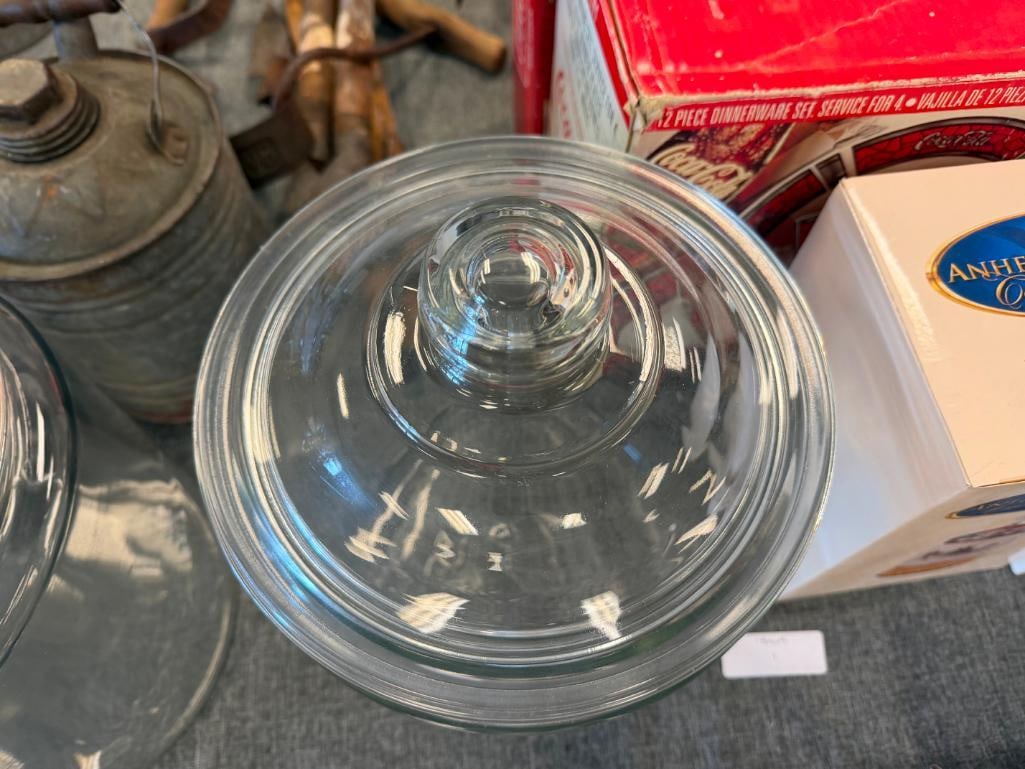 TWO LARGE GLASS JARS WITH LIDS - 3