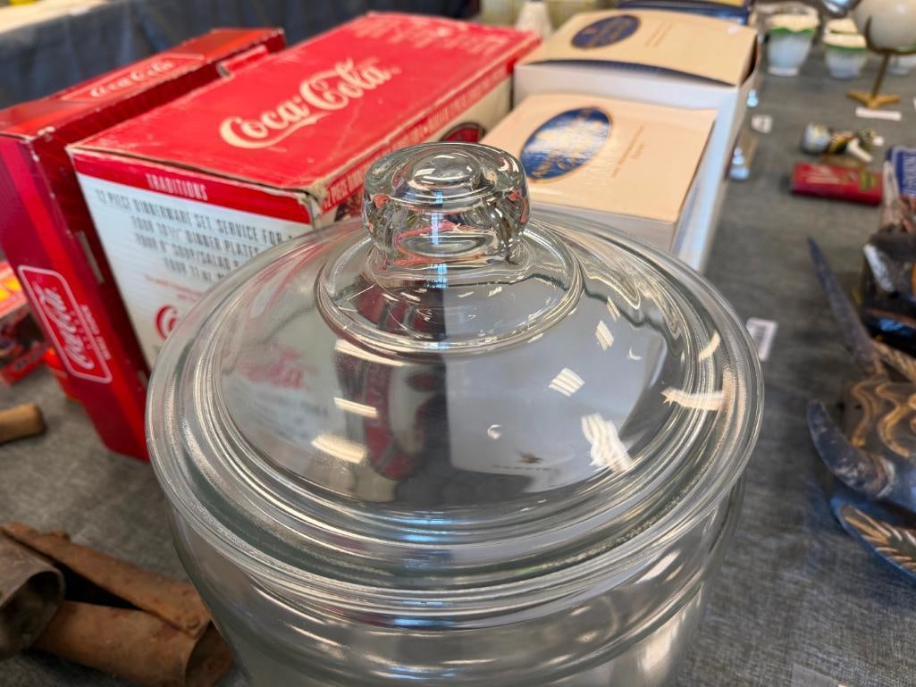 TWO LARGE GLASS JARS WITH LIDS - 4