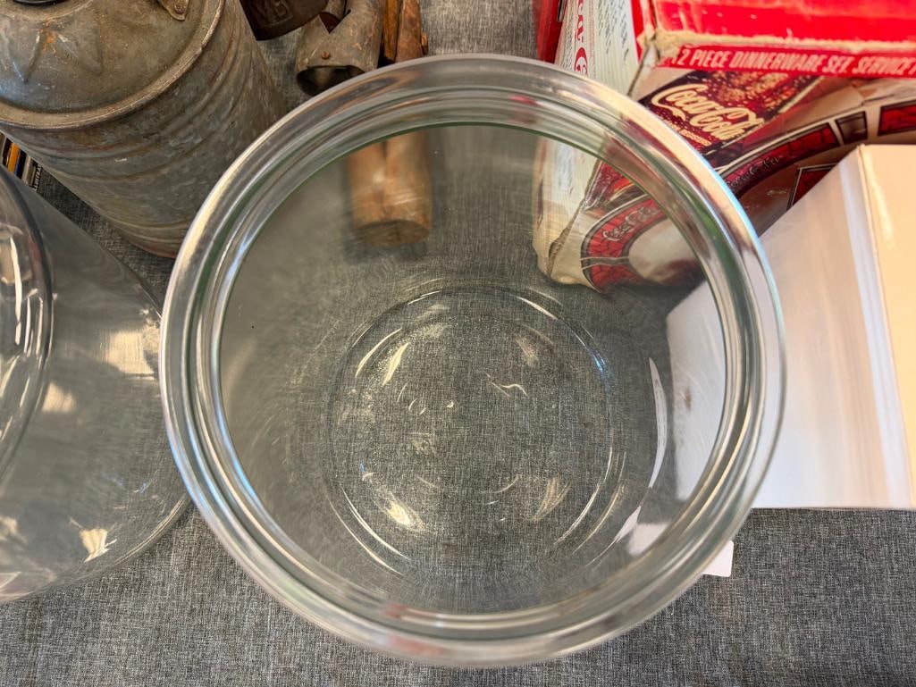 TWO LARGE GLASS JARS WITH LIDS - 5