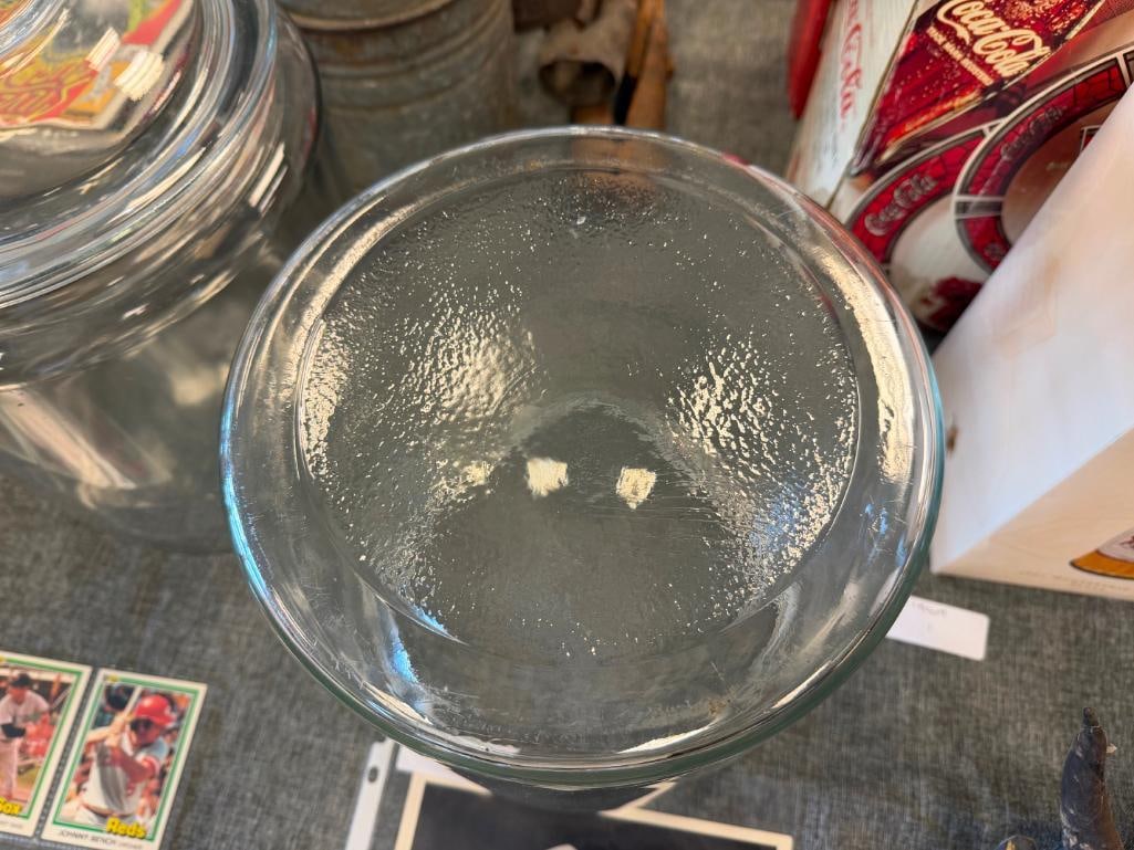 TWO LARGE GLASS JARS WITH LIDS - 6