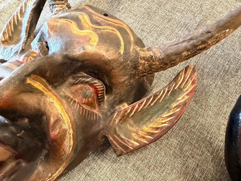 HAND CARVED WOOD MEXICAN FOLK ART DIABLO / DEVIL MASKS POSSIBLY FROM OAXACA, MX - 11