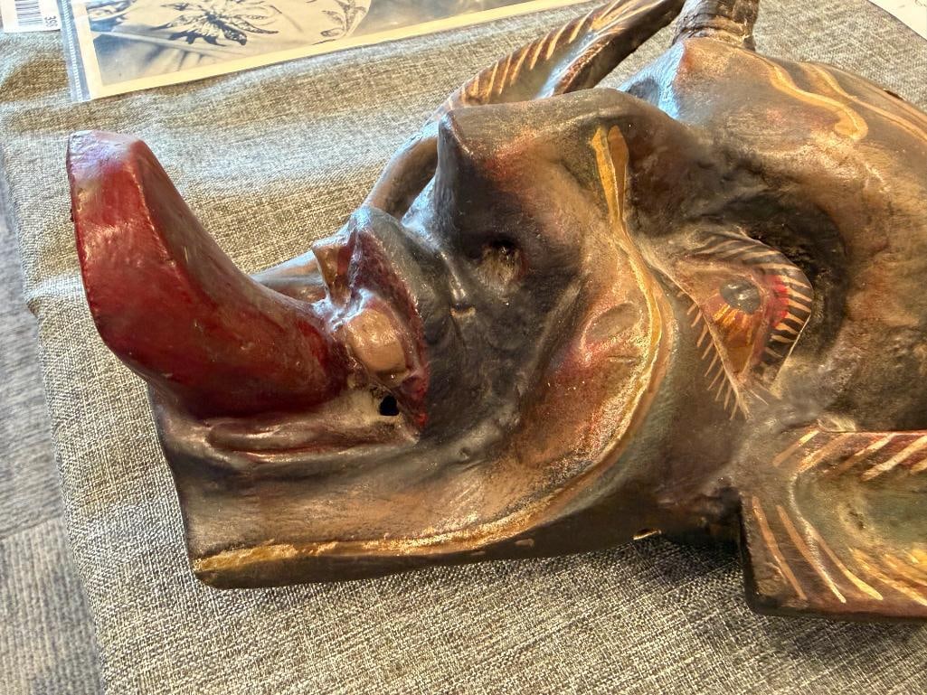 HAND CARVED WOOD MEXICAN FOLK ART DIABLO / DEVIL MASKS POSSIBLY FROM OAXACA, MX - 13
