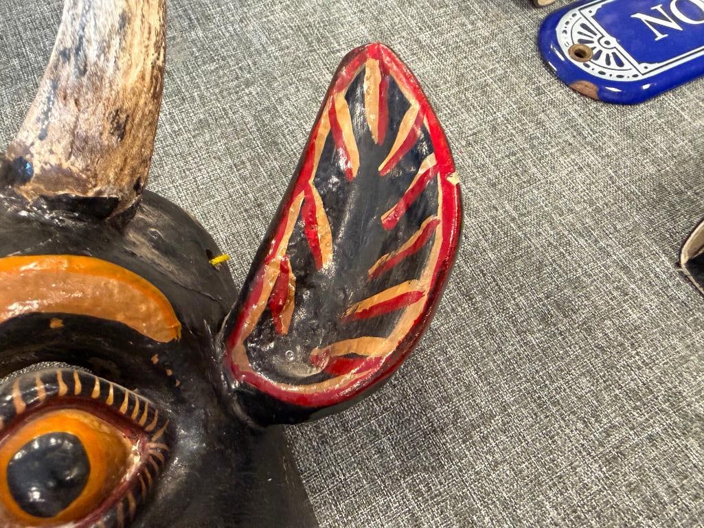 HAND CARVED WOOD MEXICAN FOLK ART DIABLO / DEVIL MASKS POSSIBLY FROM OAXACA, MX - 4