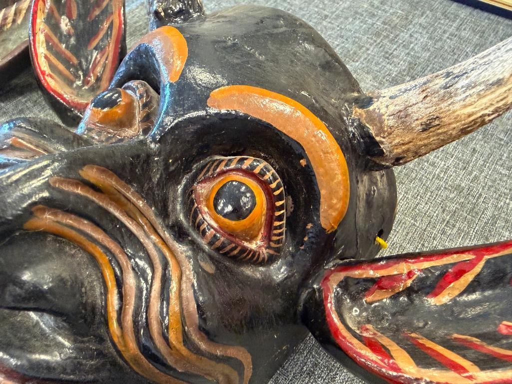 HAND CARVED WOOD MEXICAN FOLK ART DIABLO / DEVIL MASKS POSSIBLY FROM OAXACA, MX - 6
