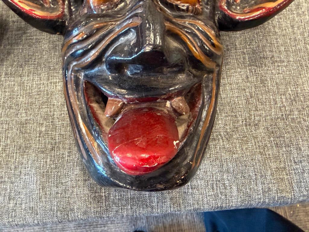 HAND CARVED WOOD MEXICAN FOLK ART DIABLO / DEVIL MASKS POSSIBLY FROM OAXACA, MX - 7