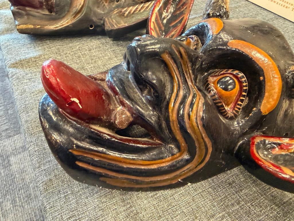 HAND CARVED WOOD MEXICAN FOLK ART DIABLO / DEVIL MASKS POSSIBLY FROM OAXACA, MX - 8