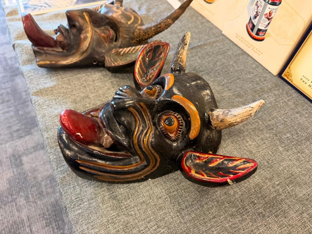 HAND CARVED WOOD MEXICAN FOLK ART DIABLO / DEVIL MASKS POSSIBLY FROM OAXACA, MX - 9