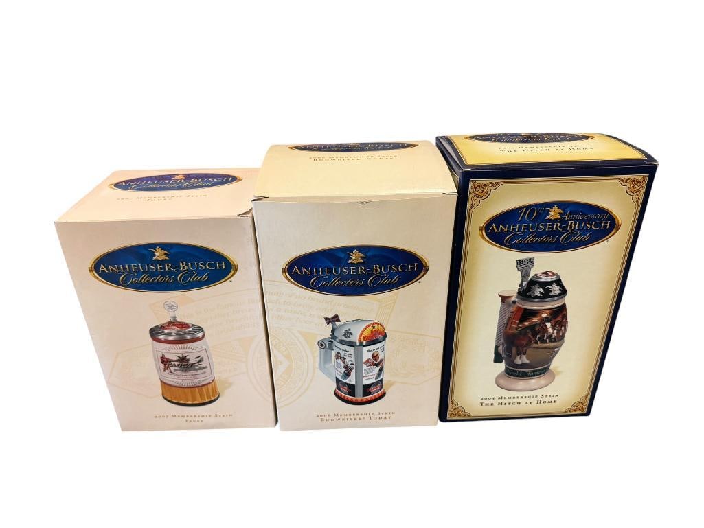 2005, 2006, 2007 ANHEUSER-BUSCH COLLECTORS CLUB MEMBERSHIP BEER STEINS (1 of 19)