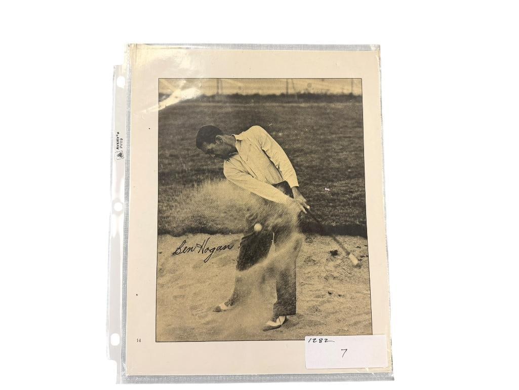 BEN HOGAN ICONIC GOLF PLAYER AUTOGRAPHED MAGAZINE PAGE CIRCA 1940'S: BEN HOGAN WAS A LEGENDARY PLAYER SECURING NINE TITLES DESPITE BEING RECRUITED DURING WWII AND NEAR FATAL CAR CRASH, KNOWN FOR HIS SWING THEORY 8 1/2" X 11"